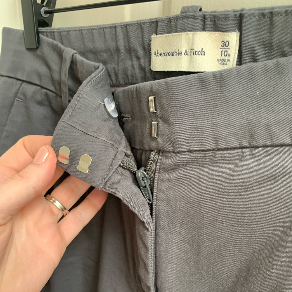 Abercrombie & Fitch Tailored Wide Leg Chino Pants Dark Gray Size 30 - Picture 5 of 5